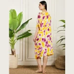 Beautiful Yellow & Purple Tie Dye Printed Kimono Kaftan - Image 5