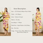Beautiful Yellow & Purple Tie Dye Printed Kimono Kaftan - Image 7