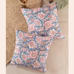 Blue Floral Print Canvas Cushion Cover Home Decor - Image 2
