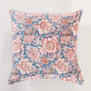 Blue Floral Print Canvas Cushion Cover Home Decor - Image 3