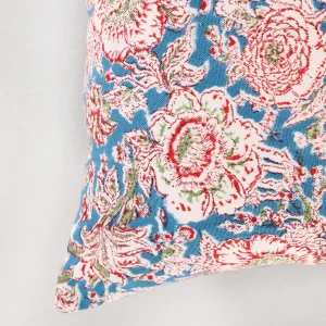 Blue Floral Print Canvas Cushion Cover Home Decor - Image 4