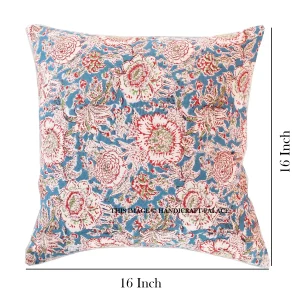 Blue Floral Print Canvas Cushion Cover Home Decor - Image 7
