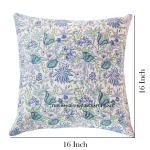 Hand Block Print Canvas Cushion Cover Blue Floral - Image 6