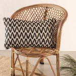 Handmade Cotton Rug Cushion Cover White & Black Zig Zag Pattern