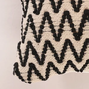 Handmade Cotton Rug Cushion Cover White & Black Zig Zag Pattern - Image 4