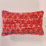 Handmade Red Abstract Pattern Pillow Case 20"x12" - Image 3
