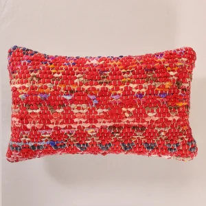 Handmade Red Abstract Pattern Pillow Case 20"x12" - Image 3