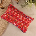 Handmade Red Abstract Pattern Pillow Case 20"x12" - Image 2