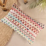 Home Sofa Decor Rug Pillow Cover Beige Zig Zag Pattern - Image 2