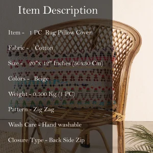 Home Sofa Decor Rug Pillow Cover Beige Zig Zag Pattern - Image 7