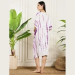 Luxury Purple Tie Dye Print Beach Short Caftan Dress - Image 7