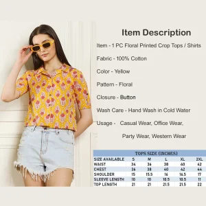 Premium Cotton Basic Short Sleeve Shirt Yellow Floral Print - Image 9