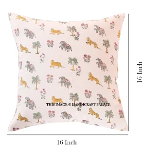 Set of 2 Pc Handmade Block Print Cushion Cover Animal Print - Image 6