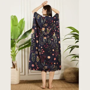 Summer Loose Night Wear Dress Beautiful Blue Floral Print Long Kaftan - Image 7