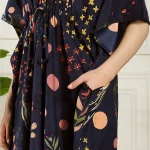 Summer Loose Night Wear Dress Beautiful Blue Floral Print Long Kaftan - Image 9