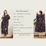 Summer Loose Night Wear Dress Beautiful Blue Floral Print Long Kaftan - Image 10