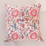 Traditional Hand Block Floral Print Canvas Cushion Cover - Image 3