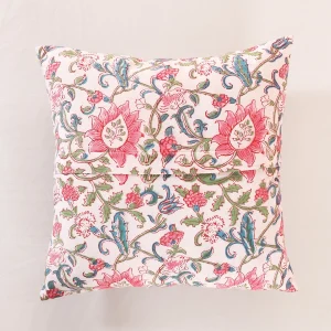 Traditional Hand Block Floral Print Canvas Cushion Cover - Image 4