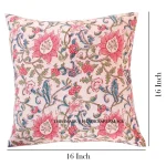 Traditional Hand Block Floral Print Canvas Cushion Cover - Image 6