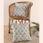 Traditional Hand Block Floral Printed Cushion Cover 16"