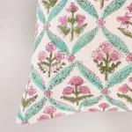 Traditional Hand Block Floral Printed Cushion Cover 16" - Image 5