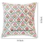 Traditional Hand Block Floral Printed Cushion Cover 16" - Image 6