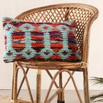 Turquoise Abstract Rug Pillow Cover 20"x12"