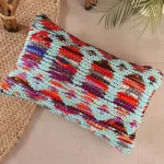 Turquoise Abstract Rug Pillow Cover 20"x12" - Image 2