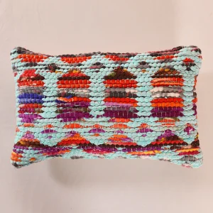Turquoise Abstract Rug Pillow Cover 20"x12" - Image 3