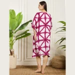 Women Kaftan Holiday Beach Wear Kimono Pink Tie Dye Short Dress - Image 6