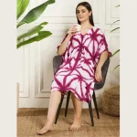 Women Kaftan Holiday Beach Wear Kimono Pink Tie Dye Short Dress - Image 5