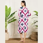 Women Pink Grey Tie-dye Rayon Baggy Kaftan Dress - Image 8