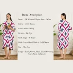 Women Pink Grey Tie-dye Rayon Baggy Kaftan Dress - Image 9
