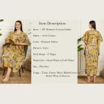 Women Summer Party Wear Mustard Yellow Kaftan Cat's Print - Image 10