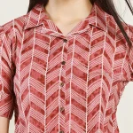 Women Summer Short Sleeves Casual Tops Maroon Arrow Print - Image 9