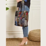 Women's Black Patchwork Quilted Silk Bags - Image 7