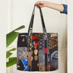 Women's Black Patchwork Quilted Silk Bags - Image 6