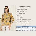 Women's Cat's Print Cotton Button-Down Shirt Mustard Top's - Image 9