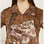 Women's Cotton Regular Fit Shirt Brown Paisley Print T-Shirts - Image 7