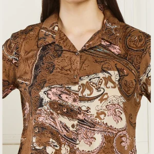 Women's Cotton Regular Fit Shirt Brown Paisley Print T-Shirts - Image 7