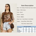 Women's Cotton Regular Fit Shirt Brown Paisley Print T-Shirts - Image 9