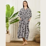 Women's Nightwear Blue Floral Print Caftan Dress - Image 2
