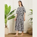 Women's Nightwear Blue Floral Print Caftan Dress - Image 3