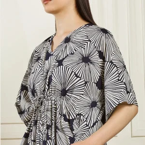 Women's Nightwear Blue Floral Print Caftan Dress - Image 7
