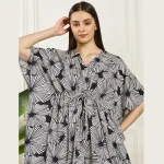Women's Nightwear Blue Floral Print Caftan Dress - Image 6