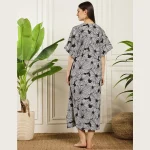 Women's Nightwear Blue Floral Print Caftan Dress - Image 8