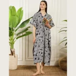 Women's Nightwear Blue Floral Print Caftan Dress - Image 5