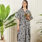 Women's Nightwear Blue Floral Print Caftan Dress