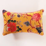 Yellow Floral Print Soft Velvet Fabric Pillow Cover - Image 3