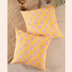 Yellow Tree Print Canvas Fabric Cushion Cover - Image 2
